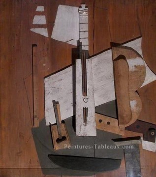 Guitare et bouteille Bass 1913 cubisme Pablo Picasso Peinture à l'huile